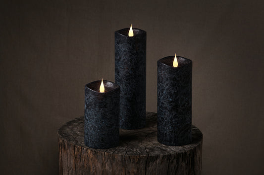 ENKINDDLE Column Candle Rustic Black 5"
