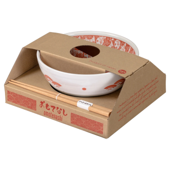 OMOTENASHI Meditai Red Ramen Bowl & Chopsticks in Gift Box
